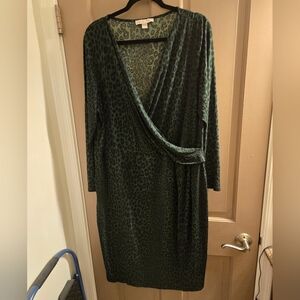 Michael Kors 3x green leopard print dress